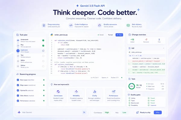 Complex Reasoning and Coding with gemini-3-5-flash API