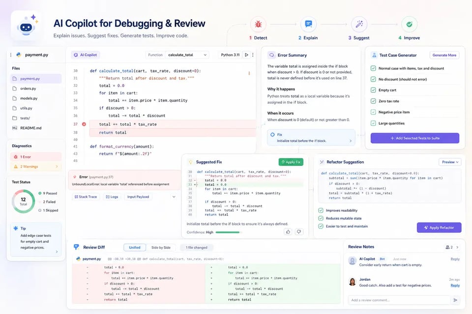 AI Coding Copilots for Debugging and Review