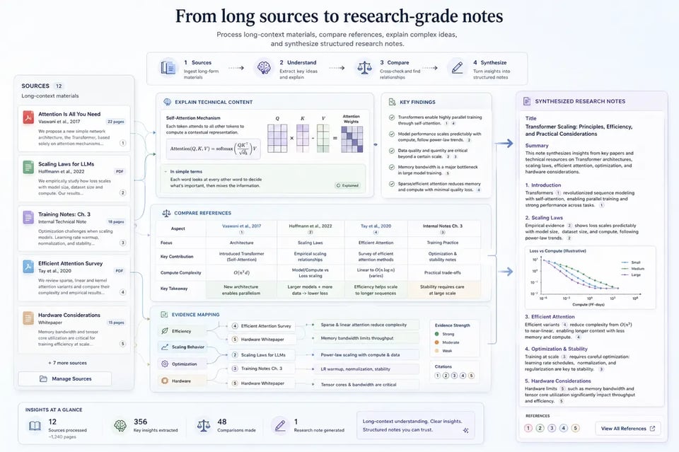 Long-Context Research Note Generation