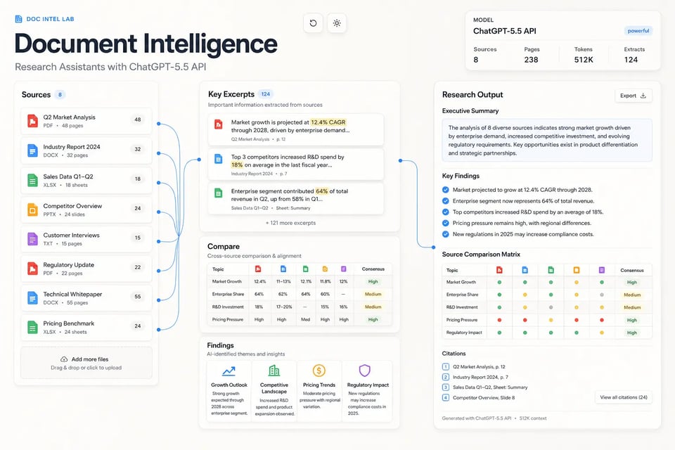 Document Intelligence and Research Assistants with ChatGPT-5.5 API