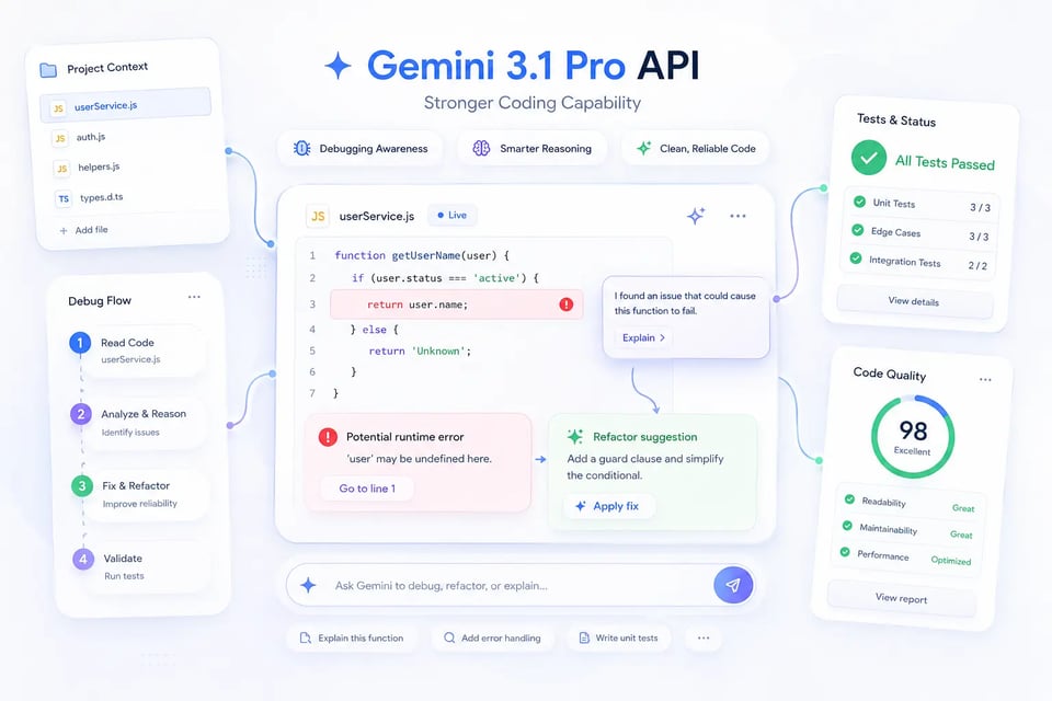 Stronger Coding Capability with Gemini 3.1 Pro Preview API